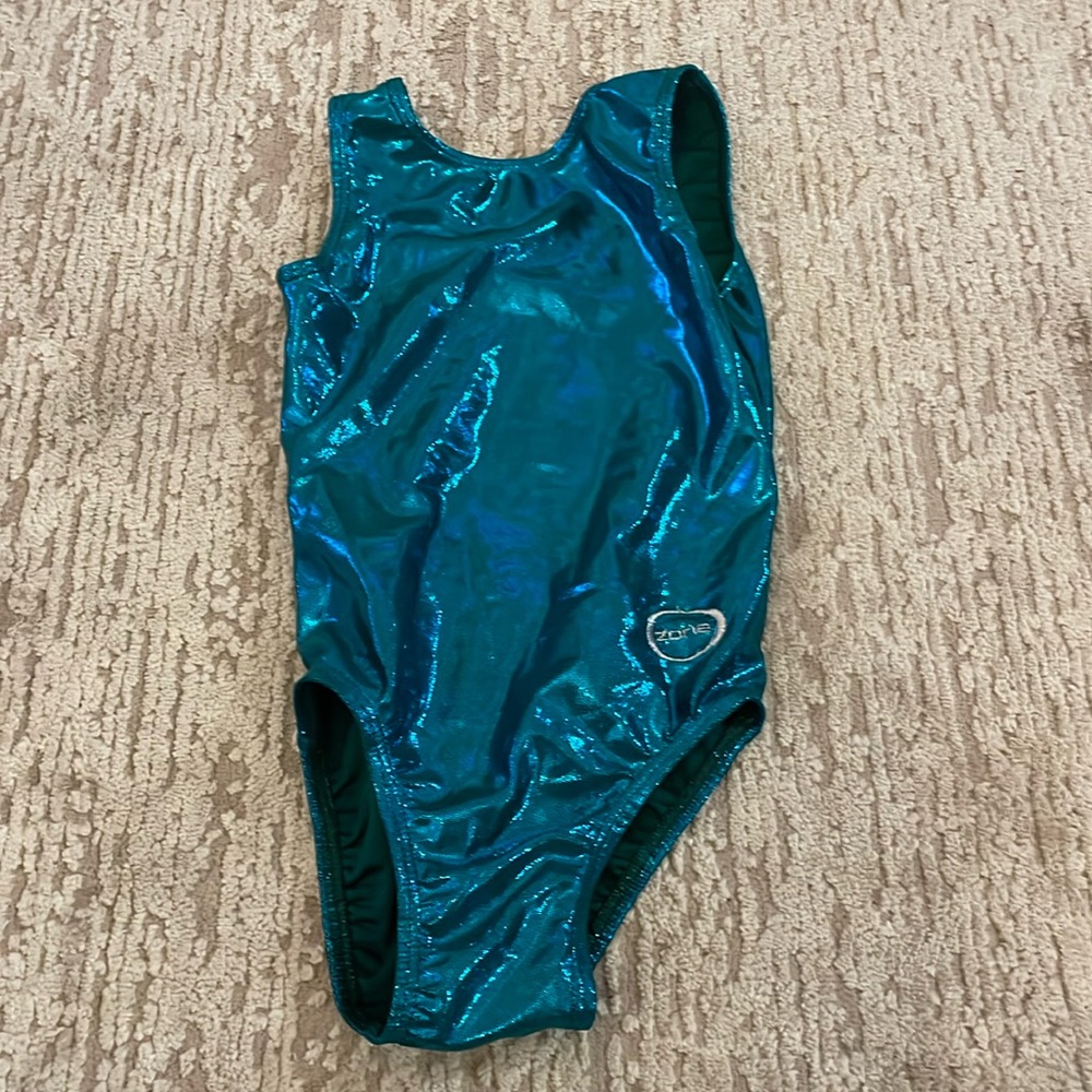 girls teal ozone leotard for gymnastics